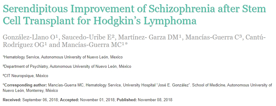 霍奇金淋巴瘤干細胞移植后精神分裂癥意外改善 霍奇金淋巴瘤干細胞移植后精神分裂癥意外改善