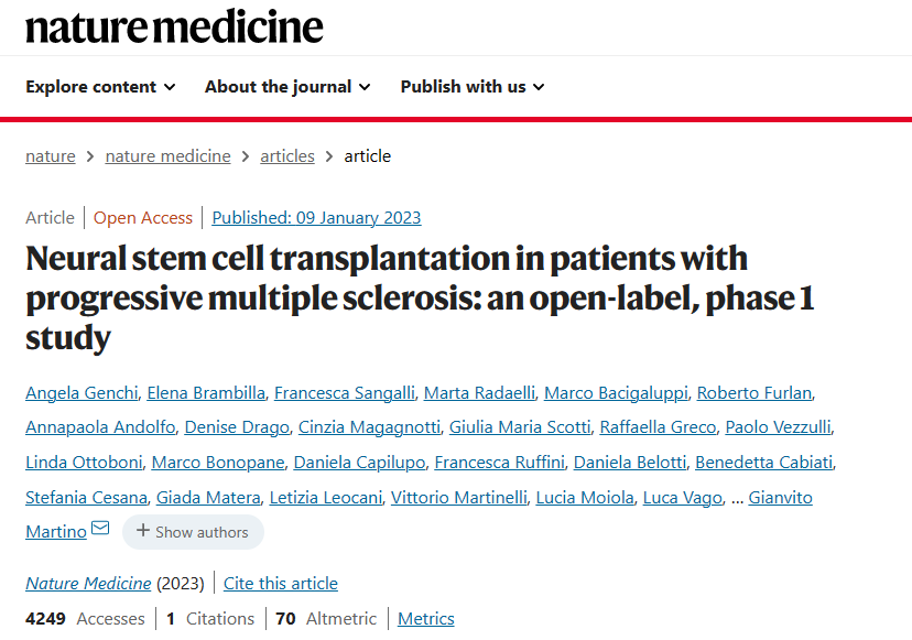 進(jìn)行性多發(fā)性硬化癥患者的神經(jīng)干細(xì)胞移植：一項(xiàng)開(kāi)放標(biāo)簽、I 期研究
