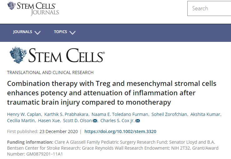 與單一療法相比，Treg 和間充質(zhì)基質(zhì)細胞的聯(lián)合療法可增強創(chuàng)傷性腦損傷后的炎癥效力和減輕炎癥