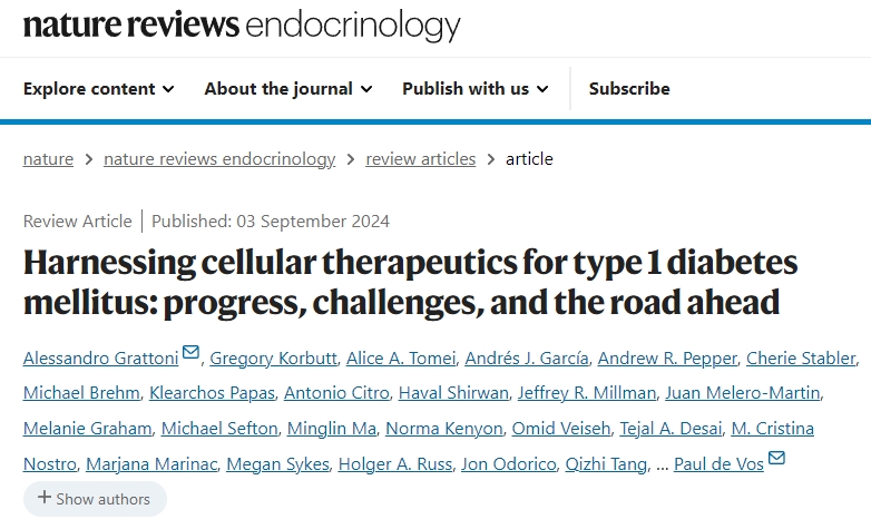 利用細胞療法治療 1 型糖尿病：進展、挑戰和未來之路