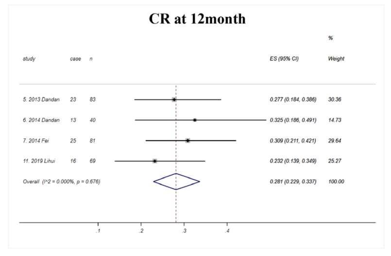 12個(gè)月時(shí)臨床緩解的匯總率為28.1%（如圖E1所示）