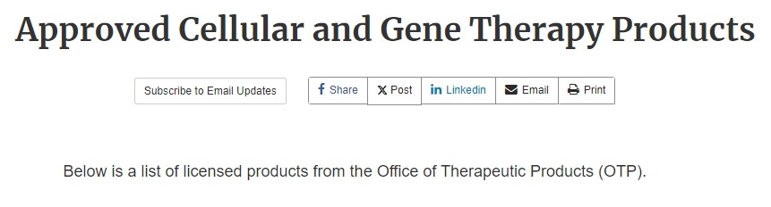 已獲批準的細胞和基因治療產品