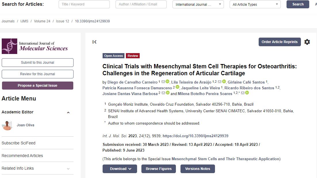 《間充質干細胞治療骨關節炎的臨床試驗：關節軟骨再生的挑戰》。