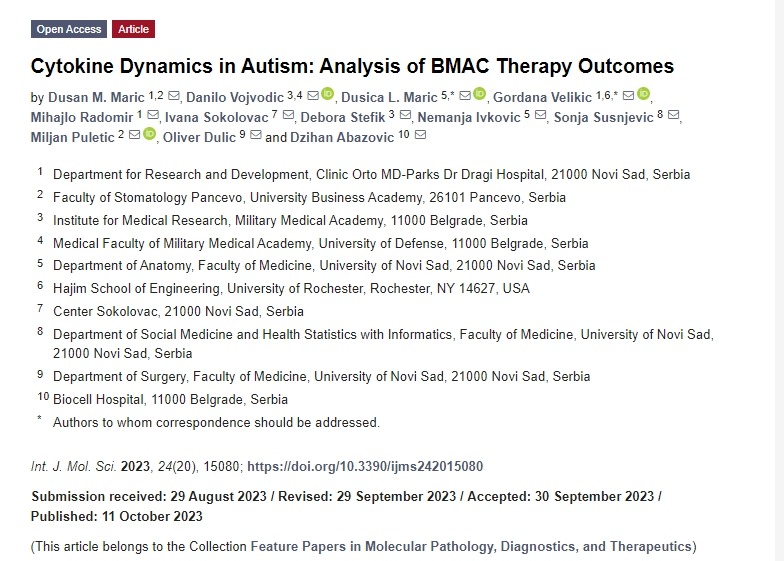 自閉癥中的細胞因子動力學：自體骨髓抽吸濃縮物 (BMAC)?治療結果分析