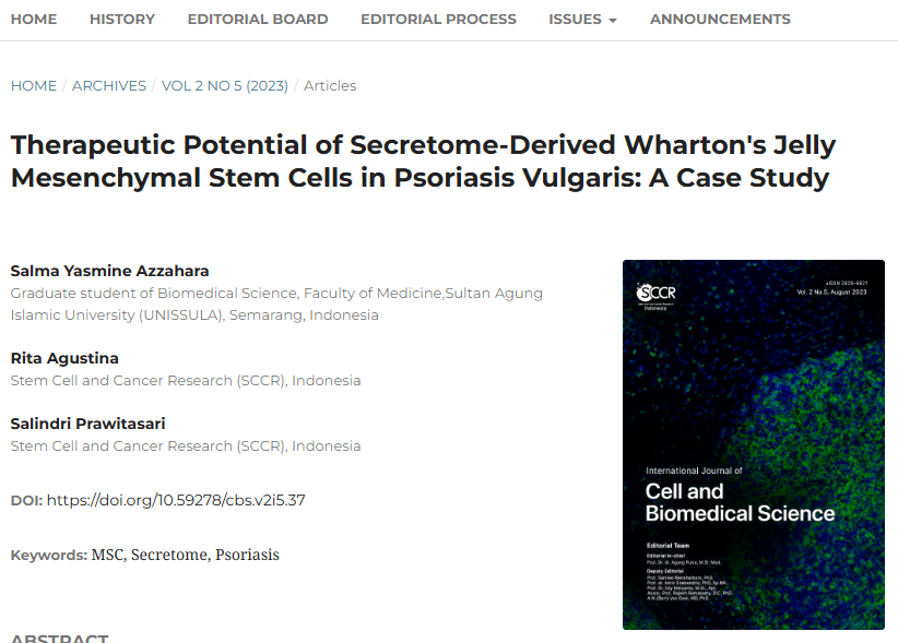 《分泌組衍生的華通氏膠間充質干細胞在尋常型銀屑病中的治療潛力：案例研究》