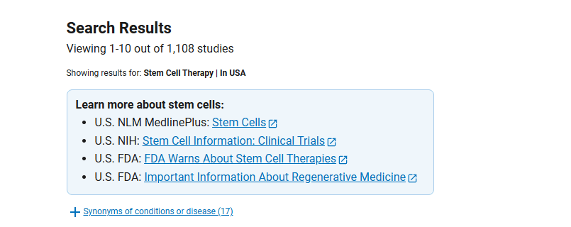 美國進行的干細胞臨床研究的項目有1108項