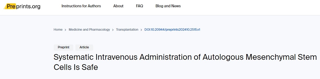 系統性靜脈注射自體間充質干細胞是安全的