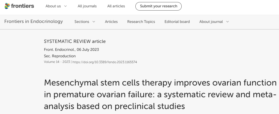 間充質干細胞療法改善卵巢早衰患者的卵巢功能：基于臨床前研究的系統(tǒng)綜述和薈萃分析