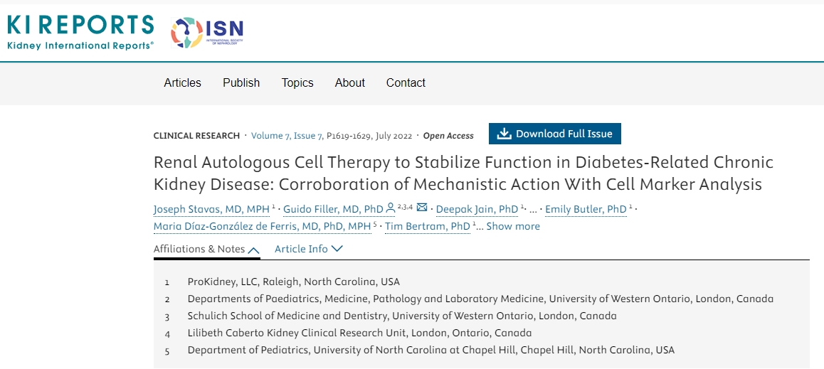 國際腎臟病報告：自體細胞療法可穩定和改善腎功能，可能阻止2型糖尿病腎病的進展