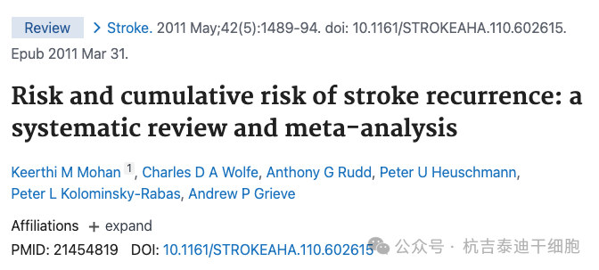 中風復發的風險和累積風險：系統回顧和薈萃分析