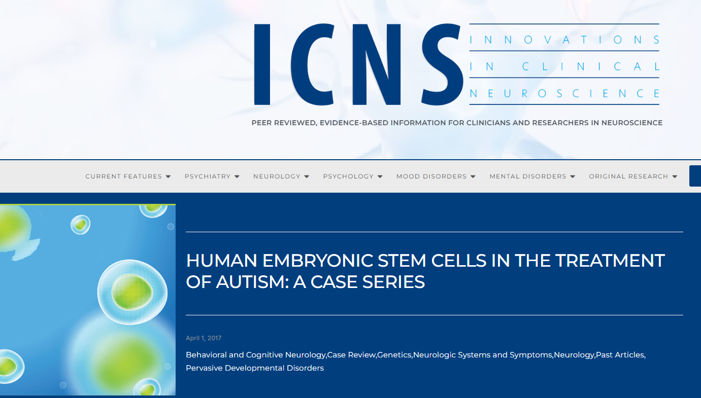 人類胚胎干細胞治療自閉癥：病例系列