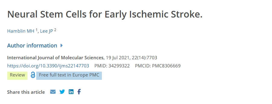 神經干細胞治療早期缺血性中風