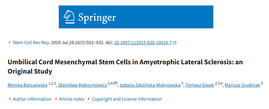 臍帶間充質(zhì)干細(xì)胞在肌萎縮側(cè)索硬化癥中的應(yīng)用：一項(xiàng)原創(chuàng)研究