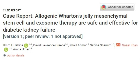 同種異體華通氏膠間充質干細胞和外泌體療法對糖尿病腎衰竭安全有效