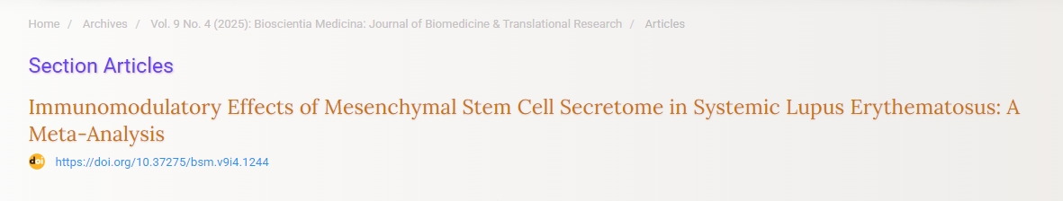 間充質干細胞分泌組在系統性紅斑狼瘡中的免疫調節作用：一項薈萃分析