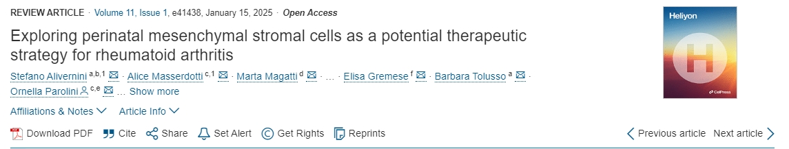 探索圍產(chǎn)期間充質(zhì)基質(zhì)細(xì)胞作為類(lèi)風(fēng)濕性關(guān)節(jié)炎的潛在治療策略