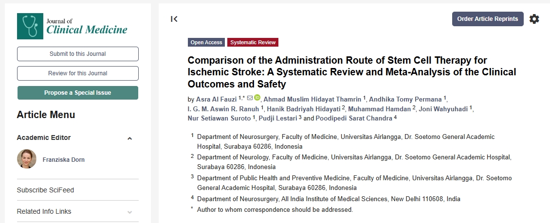 缺血性卒中干細胞治療給藥途徑的比較：臨床結果和安全性的系統評價與薈萃分析
