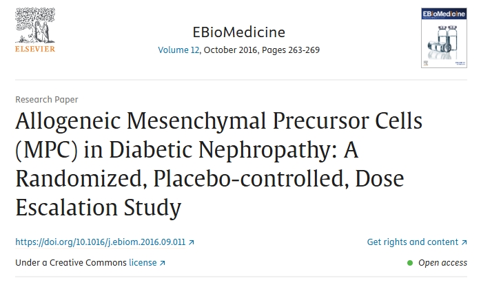 同種異體間充質前體細胞（MPC）在糖尿病腎病中的作用：一項隨機、安慰劑對照、劑量遞增研究