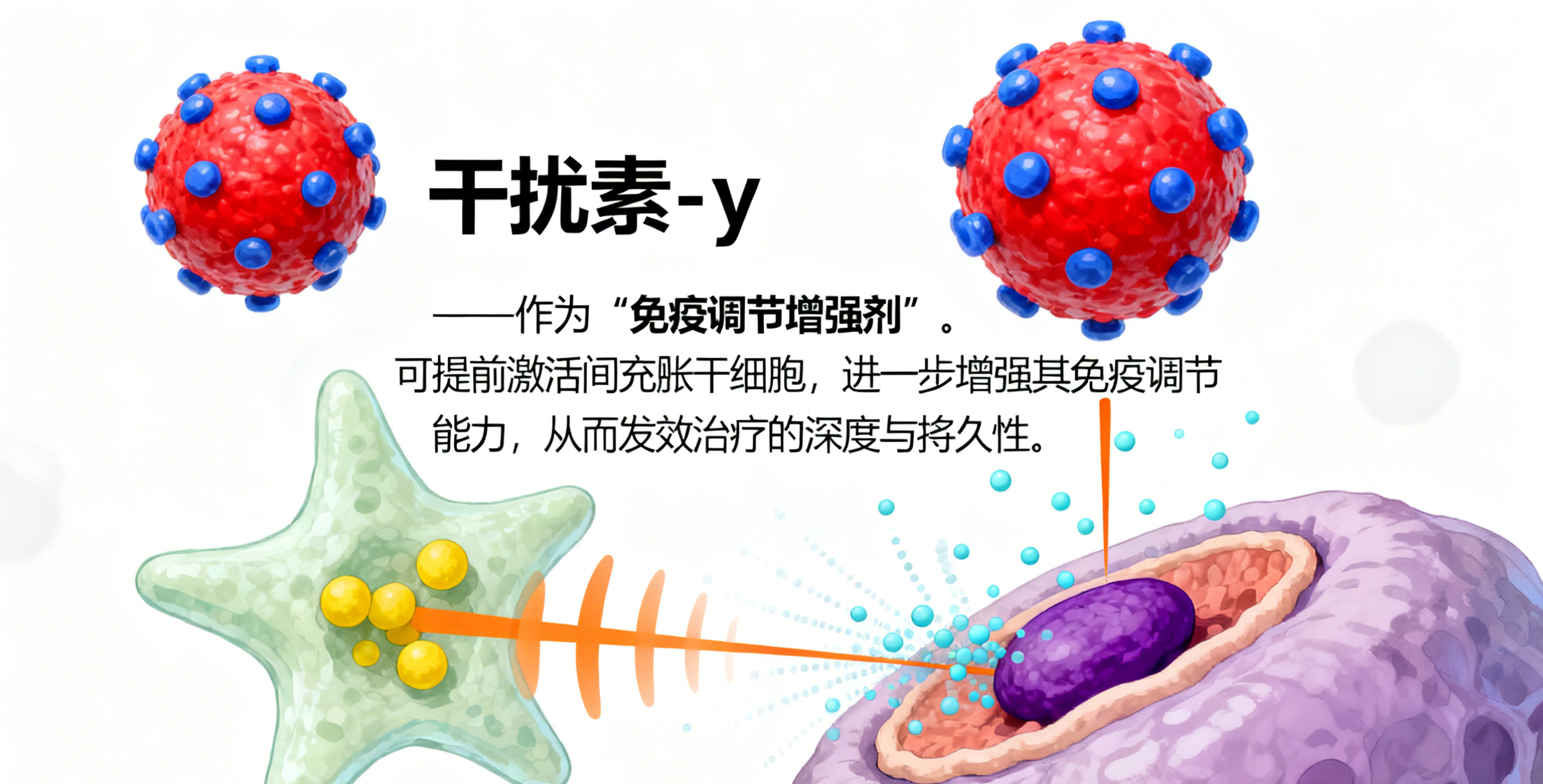 干擾素-γ作為"免疫調節增強劑"，可提前激活間充質干細胞，進一步增強其免疫調節能力，從而提升治療的深度與持久性