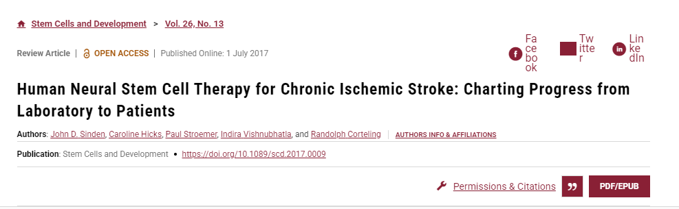 人類神經(jīng)干細(xì)胞療法治療慢性缺血性中風(fēng)：從實(shí)驗(yàn)室到患者的進(jìn)展